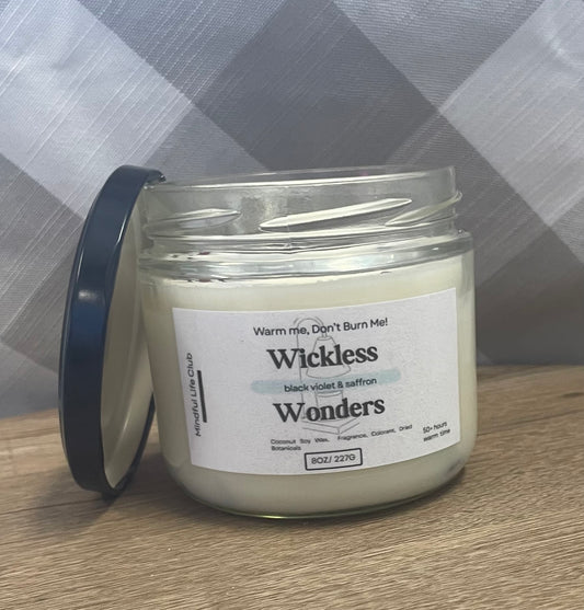 Wickless Black Violet and Saffron Candles